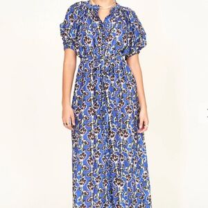 Mirth Caftans Somerset Dress in Lapis Wildflower - Never Worn - Small